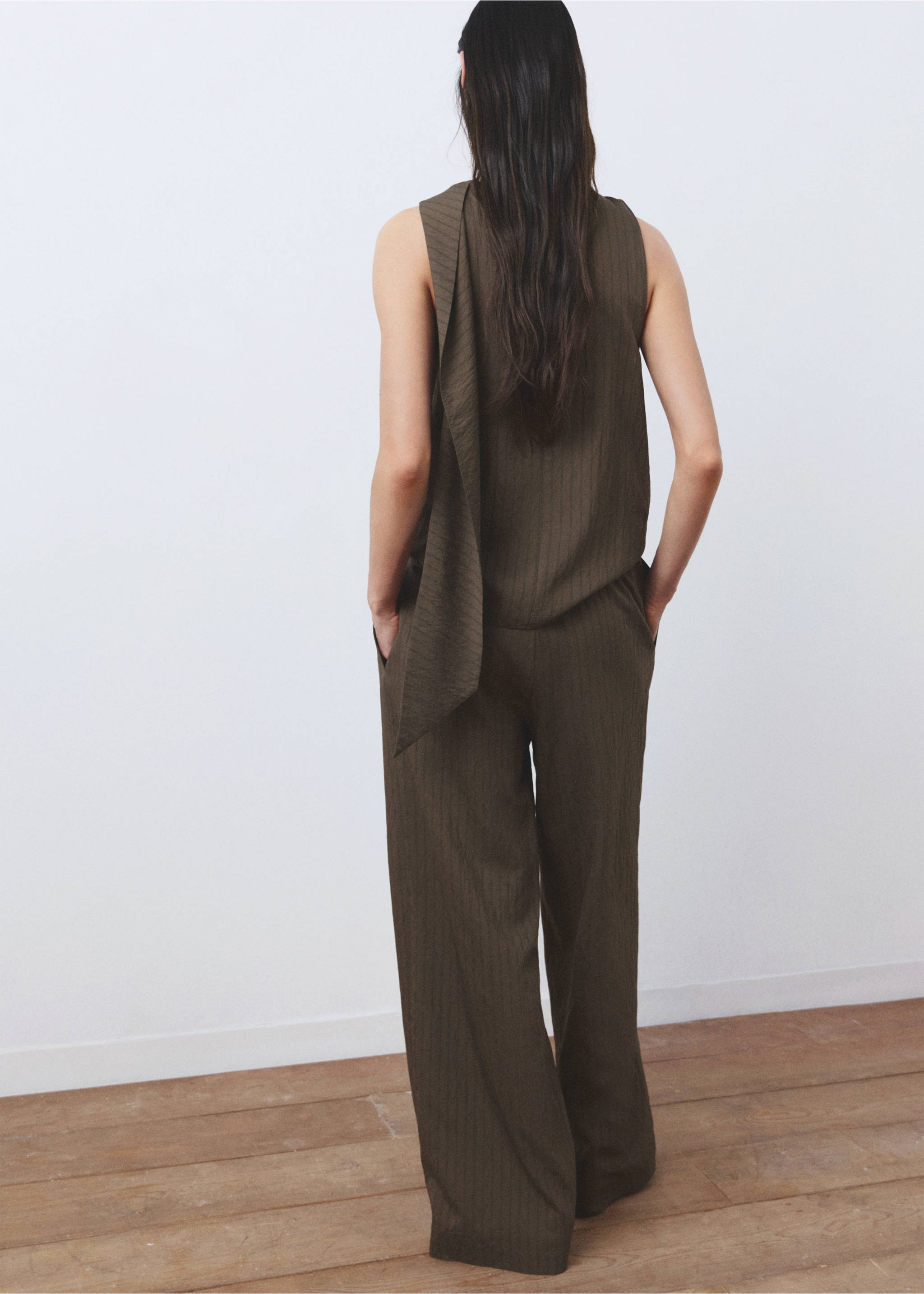 سروال مستقيم مخطط - الجهة الخلفية للمنتج, بني. Ref: 27085821-00.