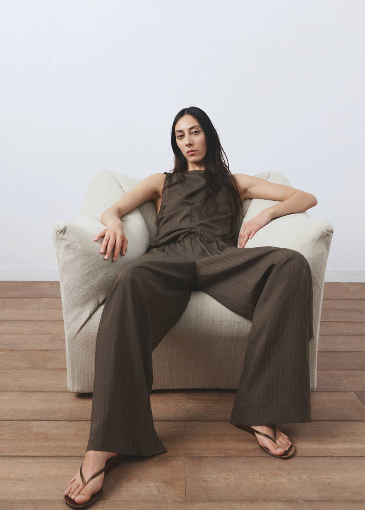 Straight striped trousers — Brown
