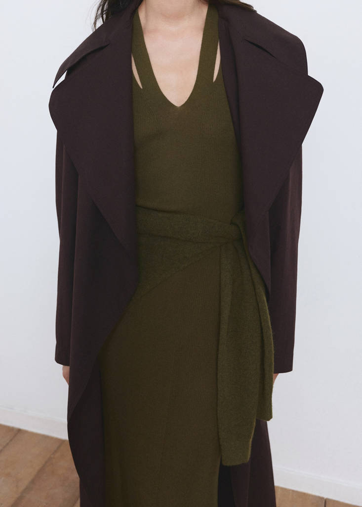 Fine-knit flared dress — Khaki
