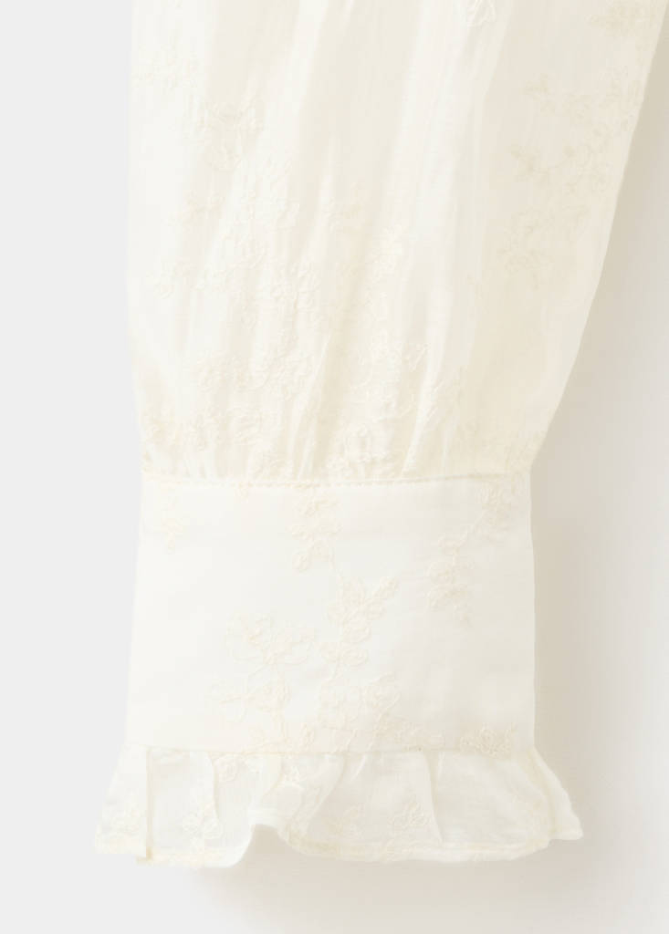 Lyocell blouse with floral embroidery — Ecru