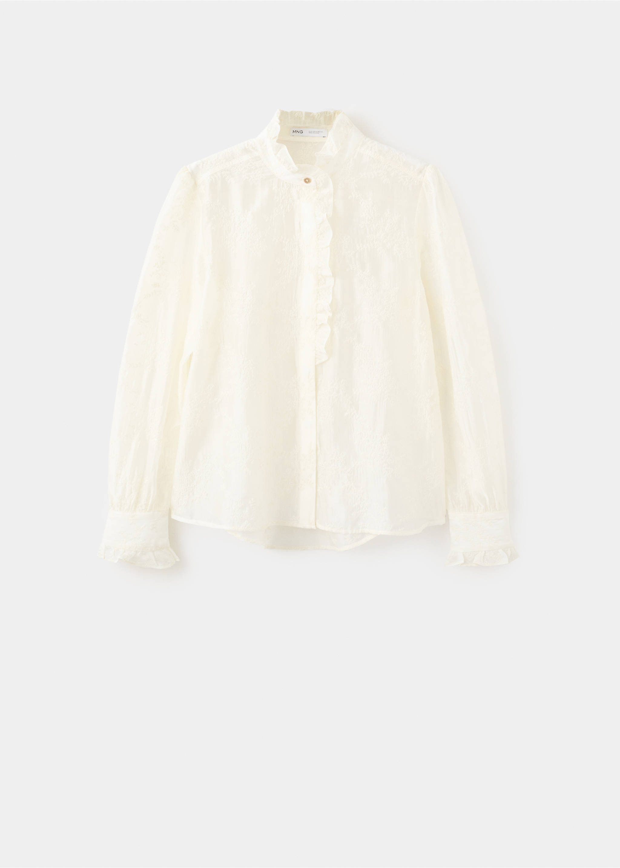 Lyocell blouse with floral embroidery - Article without model, Ecru. Ref: 27085824-00.