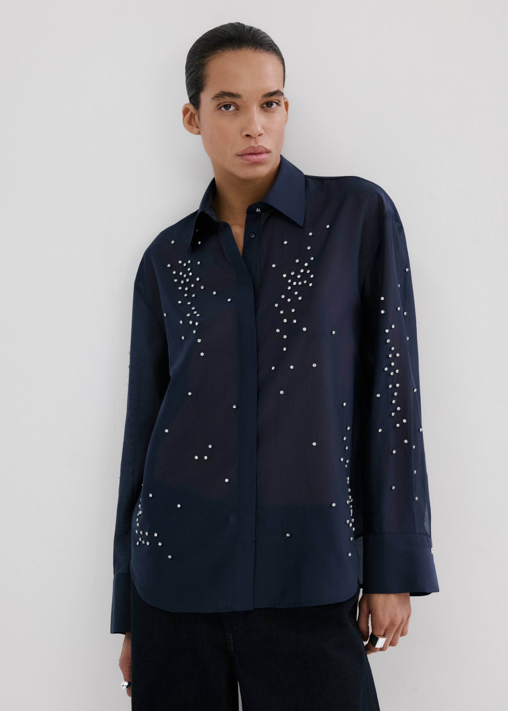 Lyocell shirt with rhinestones - Medium plane