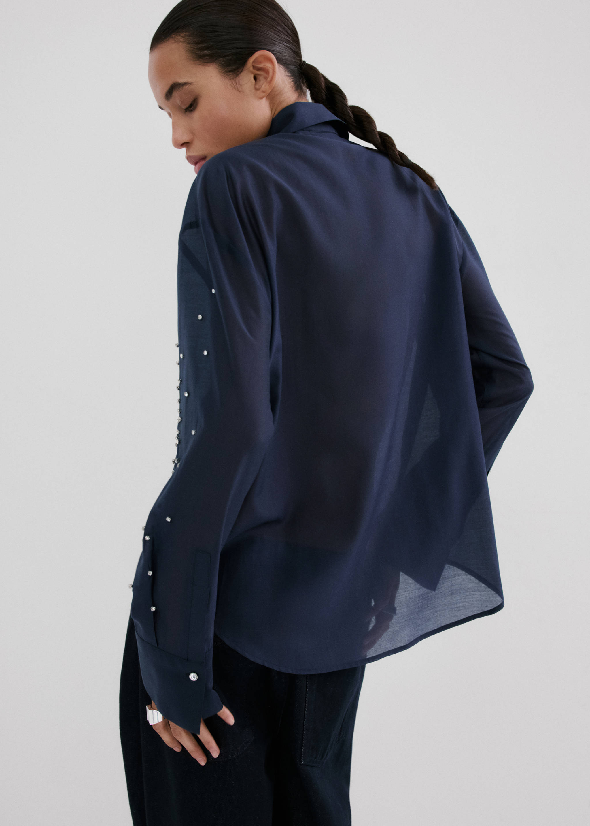 Lyocell shirt with rhinestones - Reverse of the article