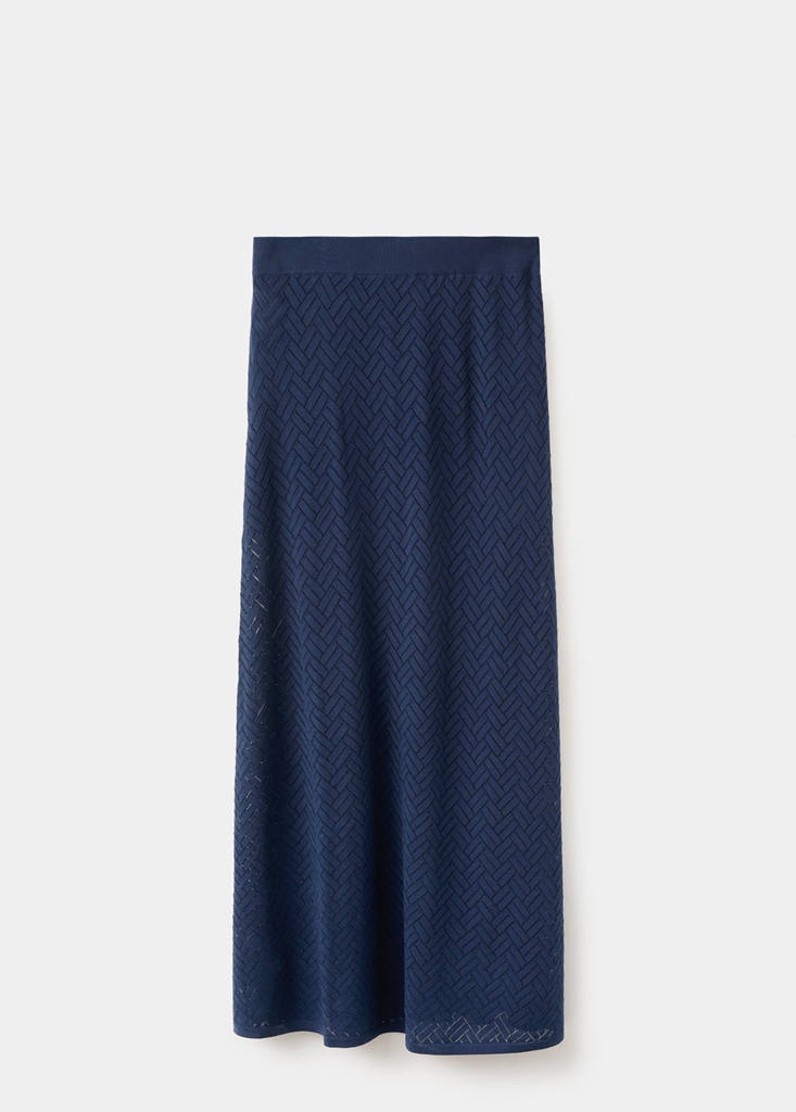 Long knitted skirt — Navy