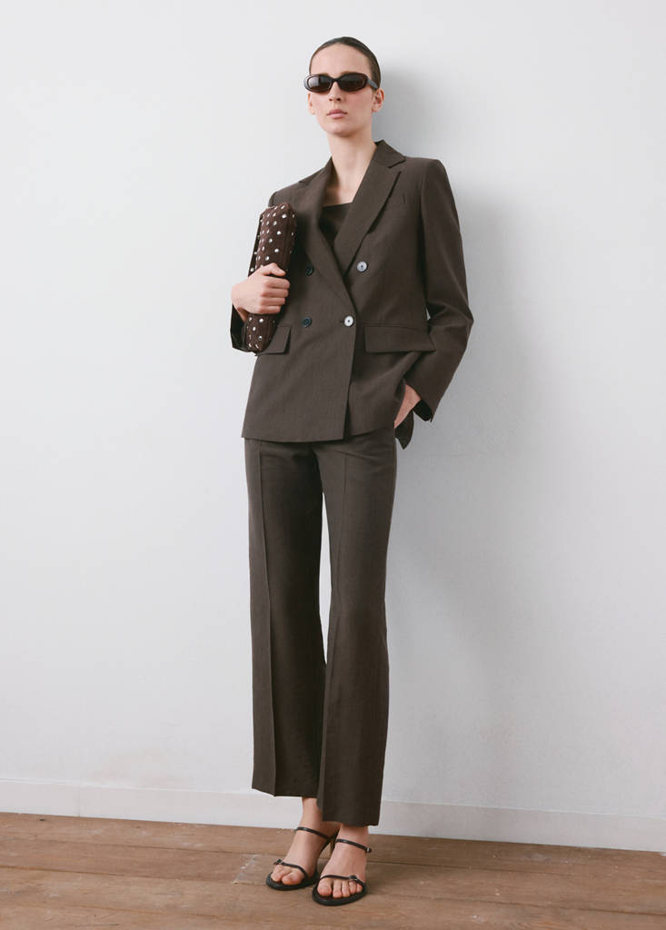 Straight-fit lyocell suit jacket — Chocolate
