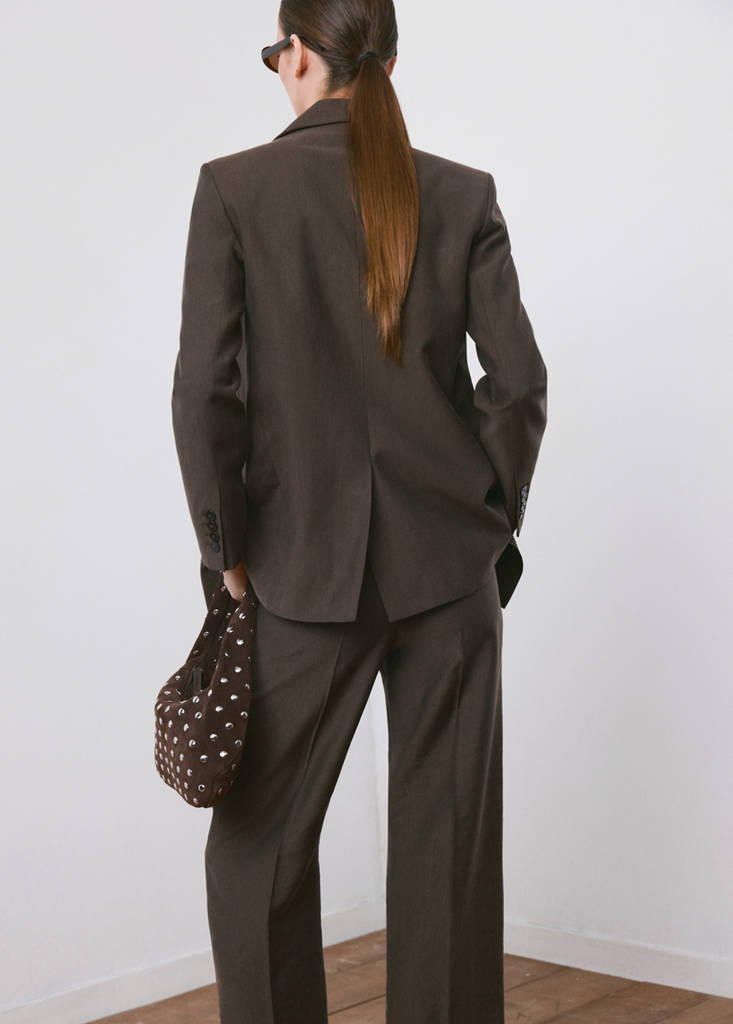 Straight-fit lyocell suit jacket — Chocolate