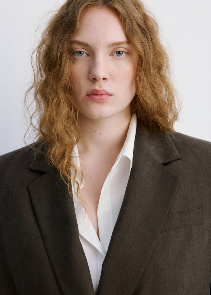 Straight-fit lyocell suit jacket — Chocolate