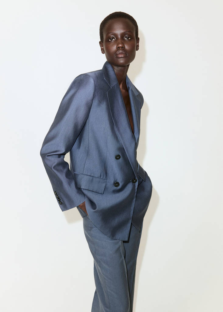 Straight-fit lyocell suit jacket — Blue