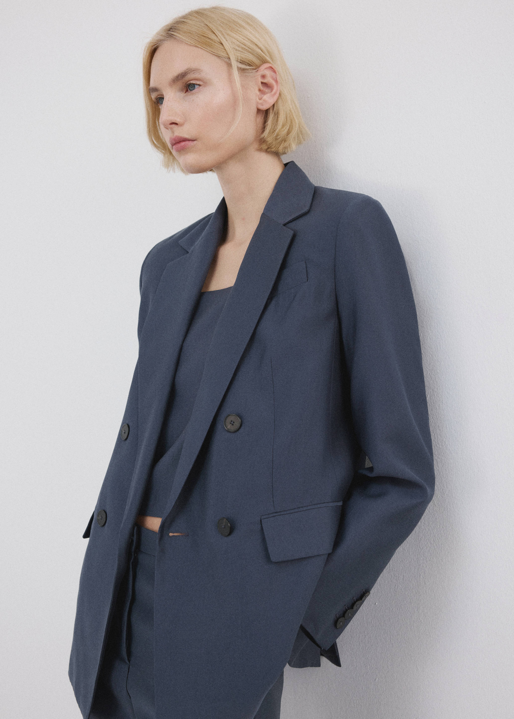 Straight-fit lyocell suit jacket - Medium plane