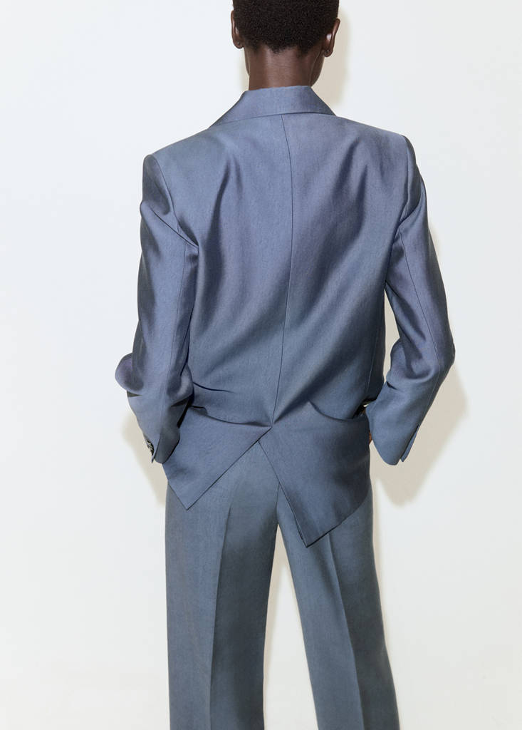 Straight-fit lyocell suit jacket — Blue