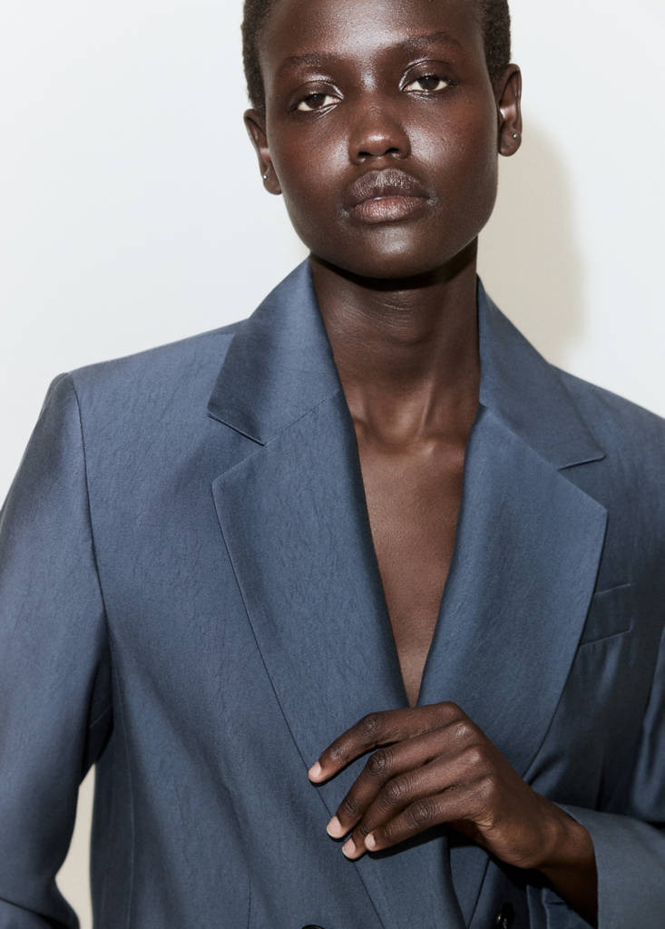 Straight-fit lyocell suit jacket — Blue