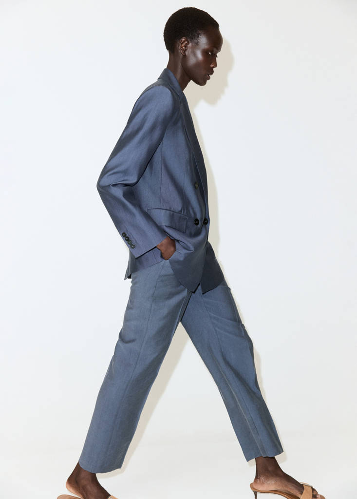 Straight-fit lyocell suit jacket — Blue