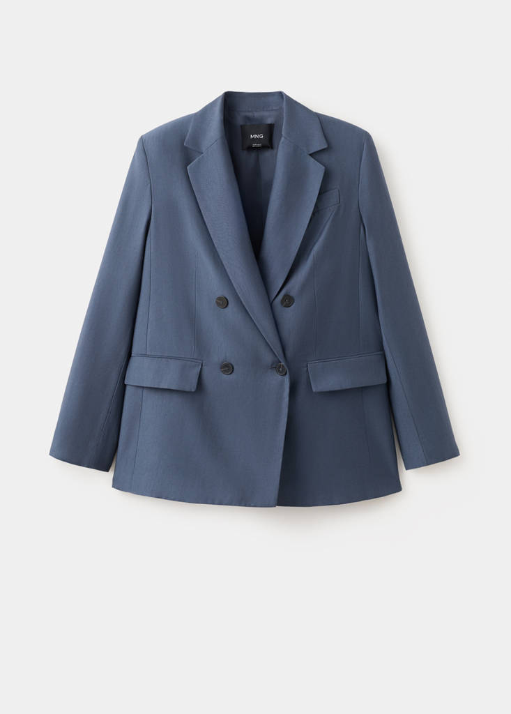 Straight-fit lyocell suit jacket — Blue