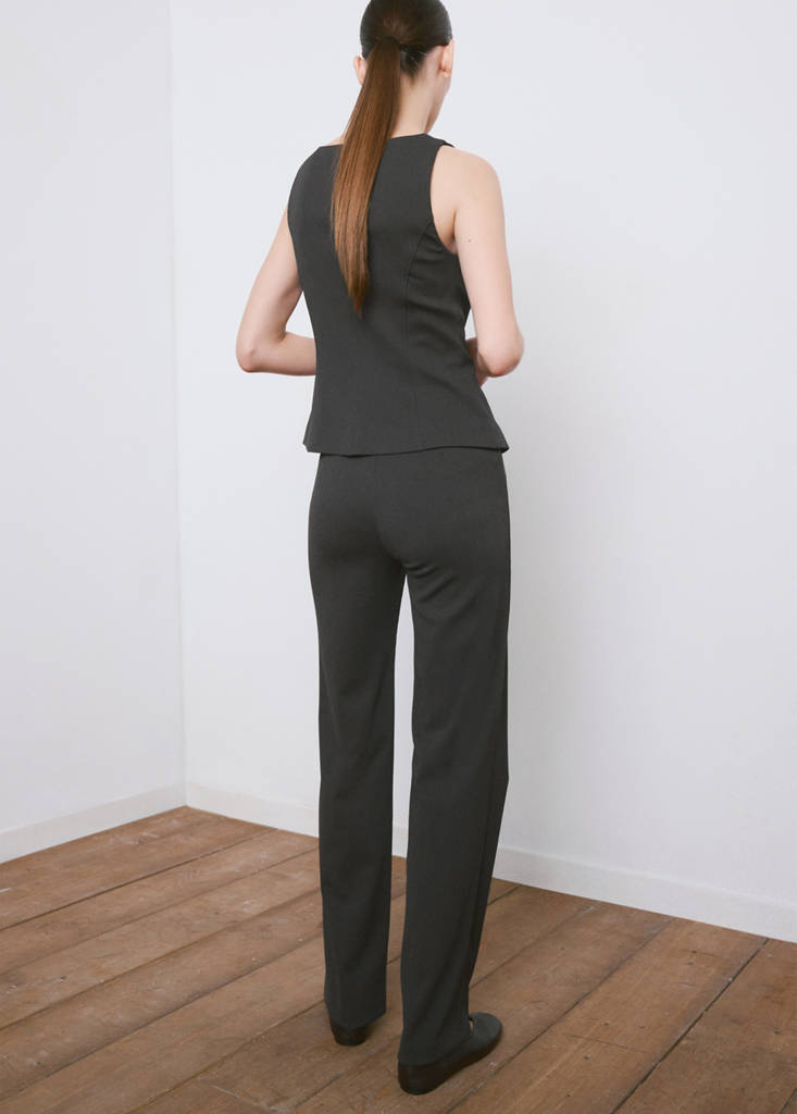 Straight-leg crinkle trousers with a mid-rise — Grey