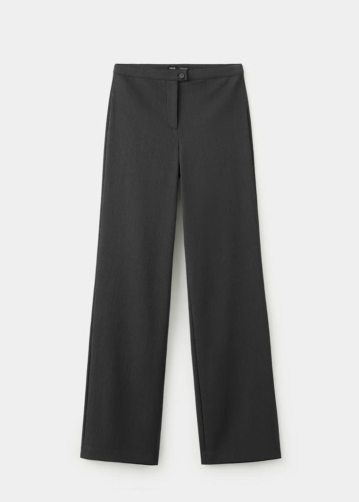 Straight-leg crinkle trousers with a mid-rise — Grey