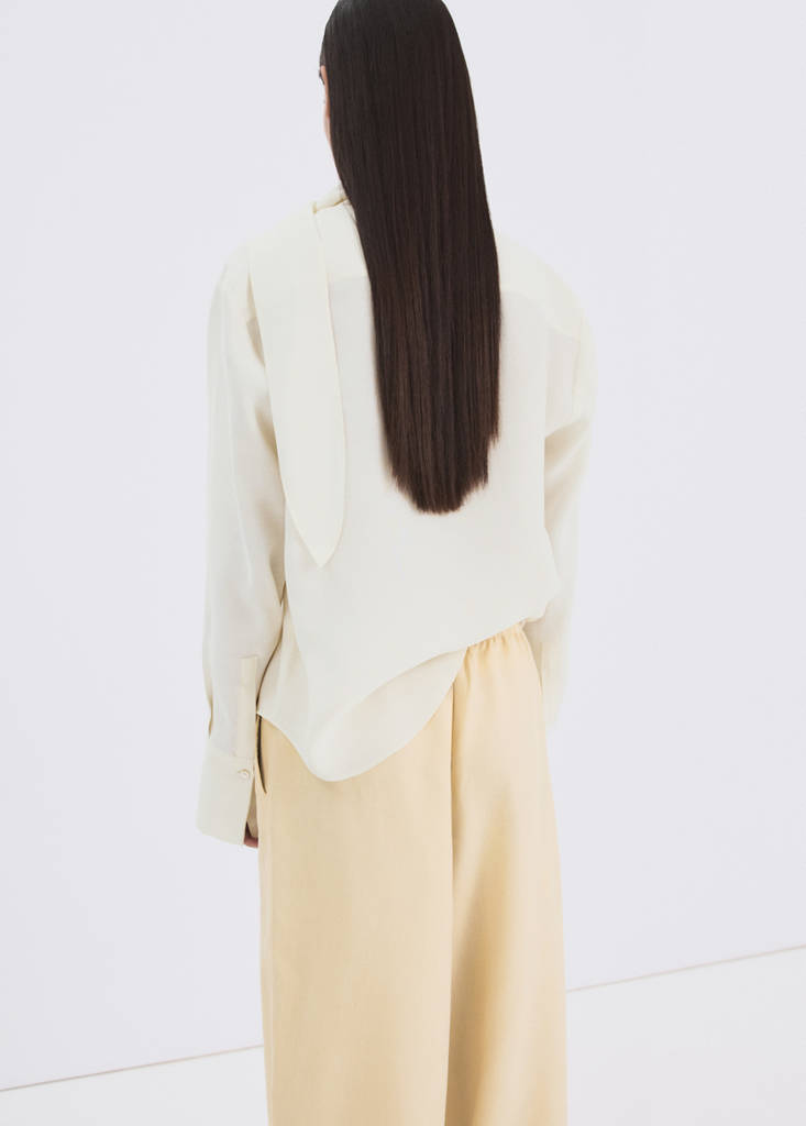 Scarf collar blouse — Ecru