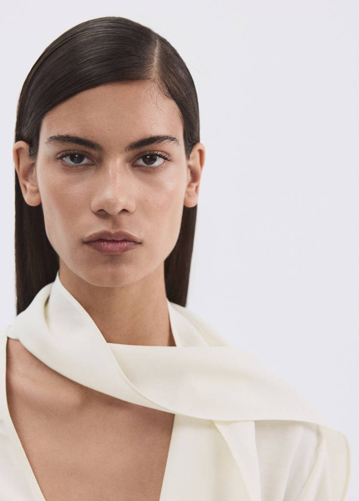 Scarf collar blouse — Ecru