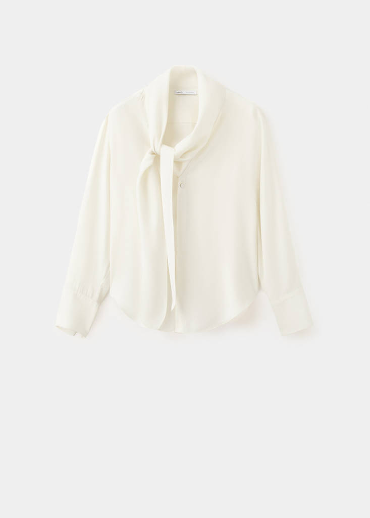 Scarf collar blouse — Ecru