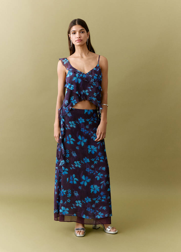 Floral print skirt — Purple