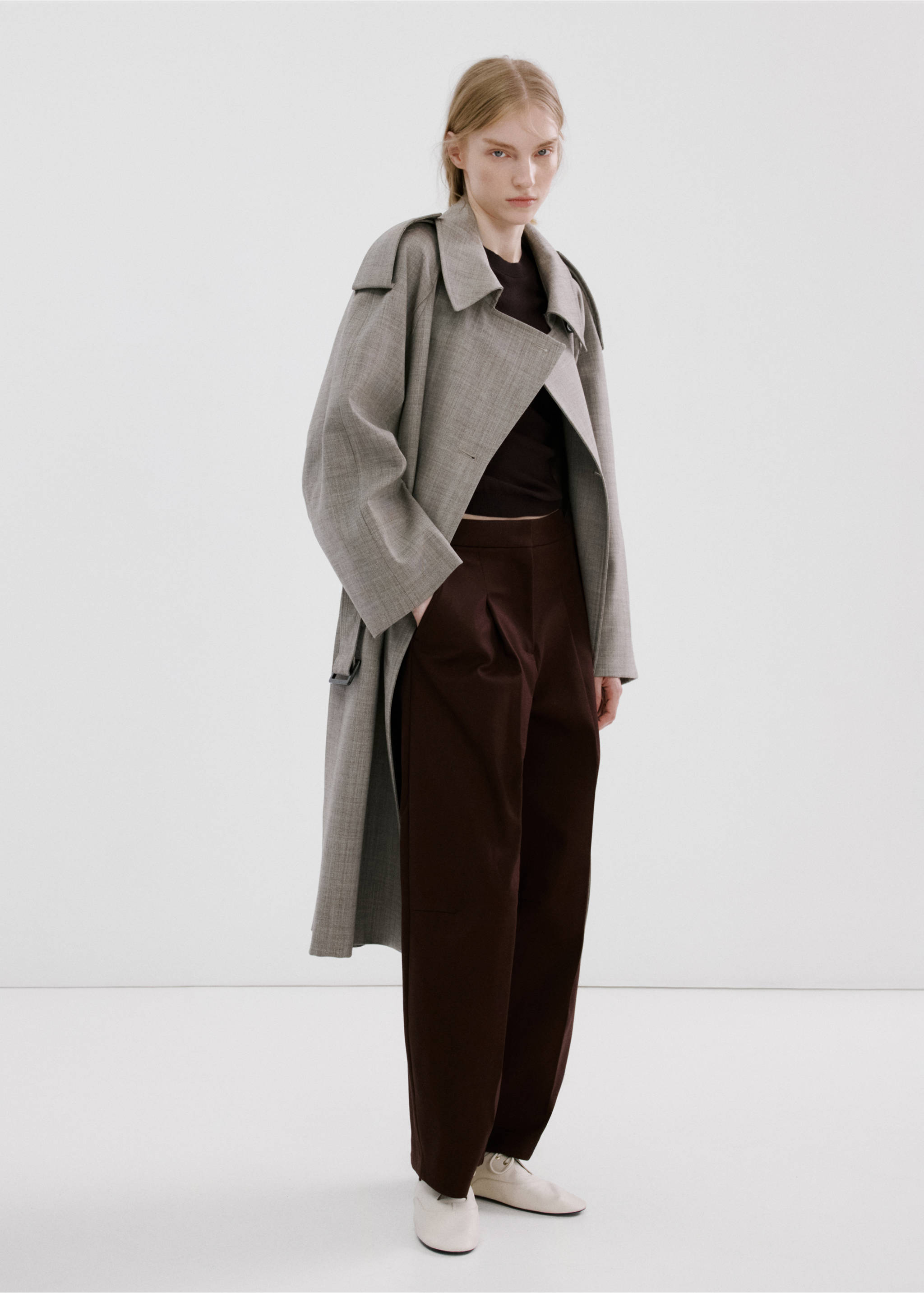 Jersey punto manga corta - Plano general, Marrón. Ref: 27085838-00.