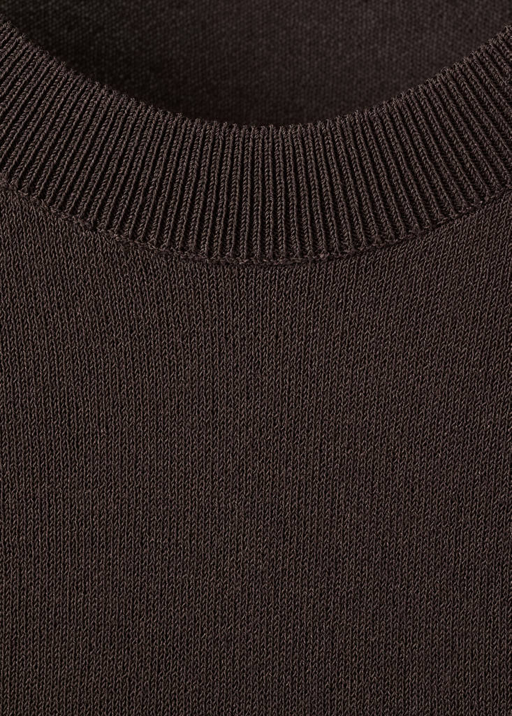 Short-sleeved knitted sweater — Brown