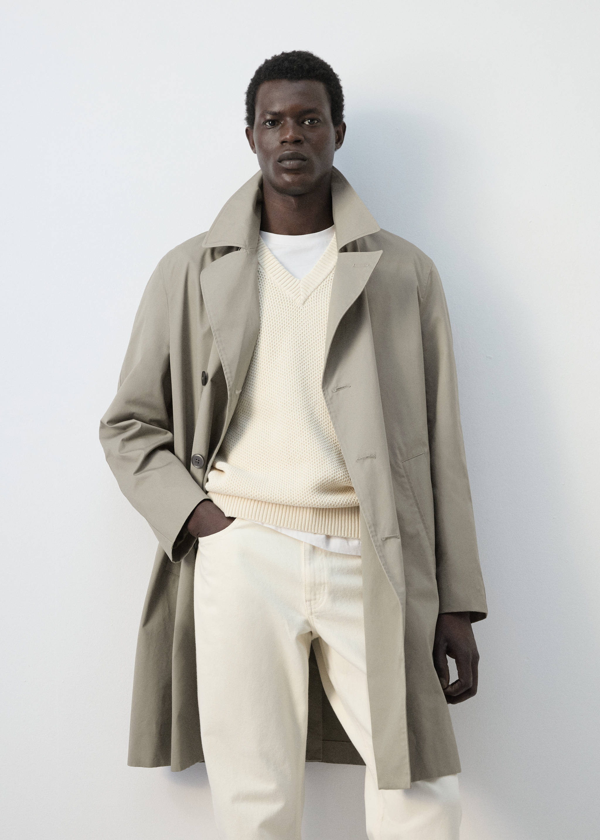 Gavardina cotó 100% regular fit - Pla mig