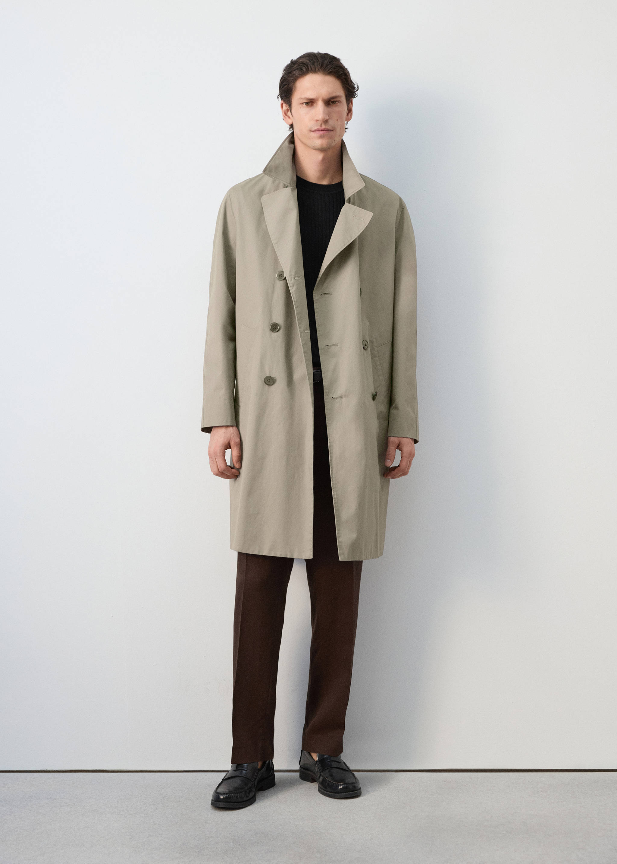 معطف غاباردين قطن 100% بقصة عادية - رؤية عامة