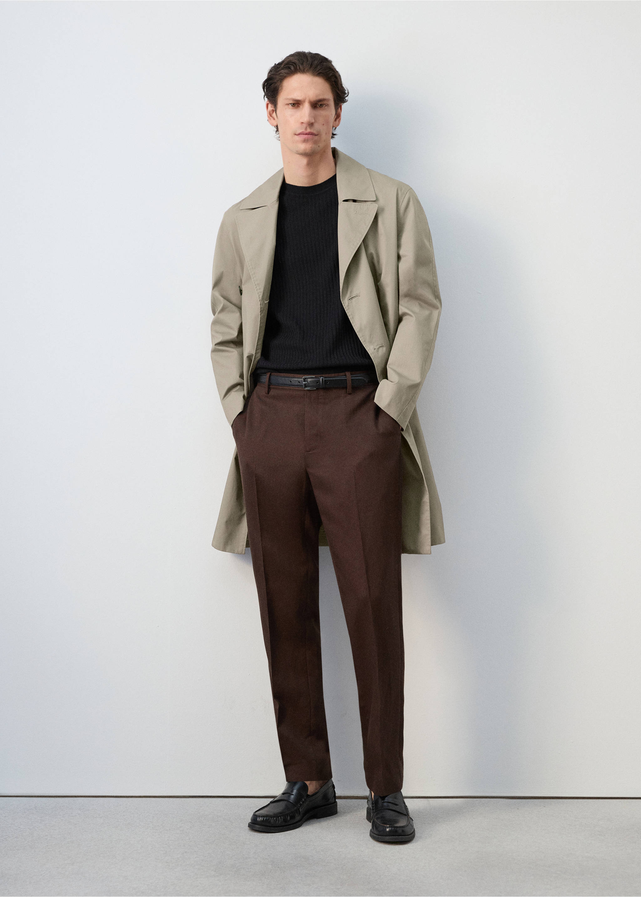 معطف غاباردين قطن 100% بقصة عادية - الجهة الخلفية للمنتج, بني متوسط. Ref: 27085927-04.