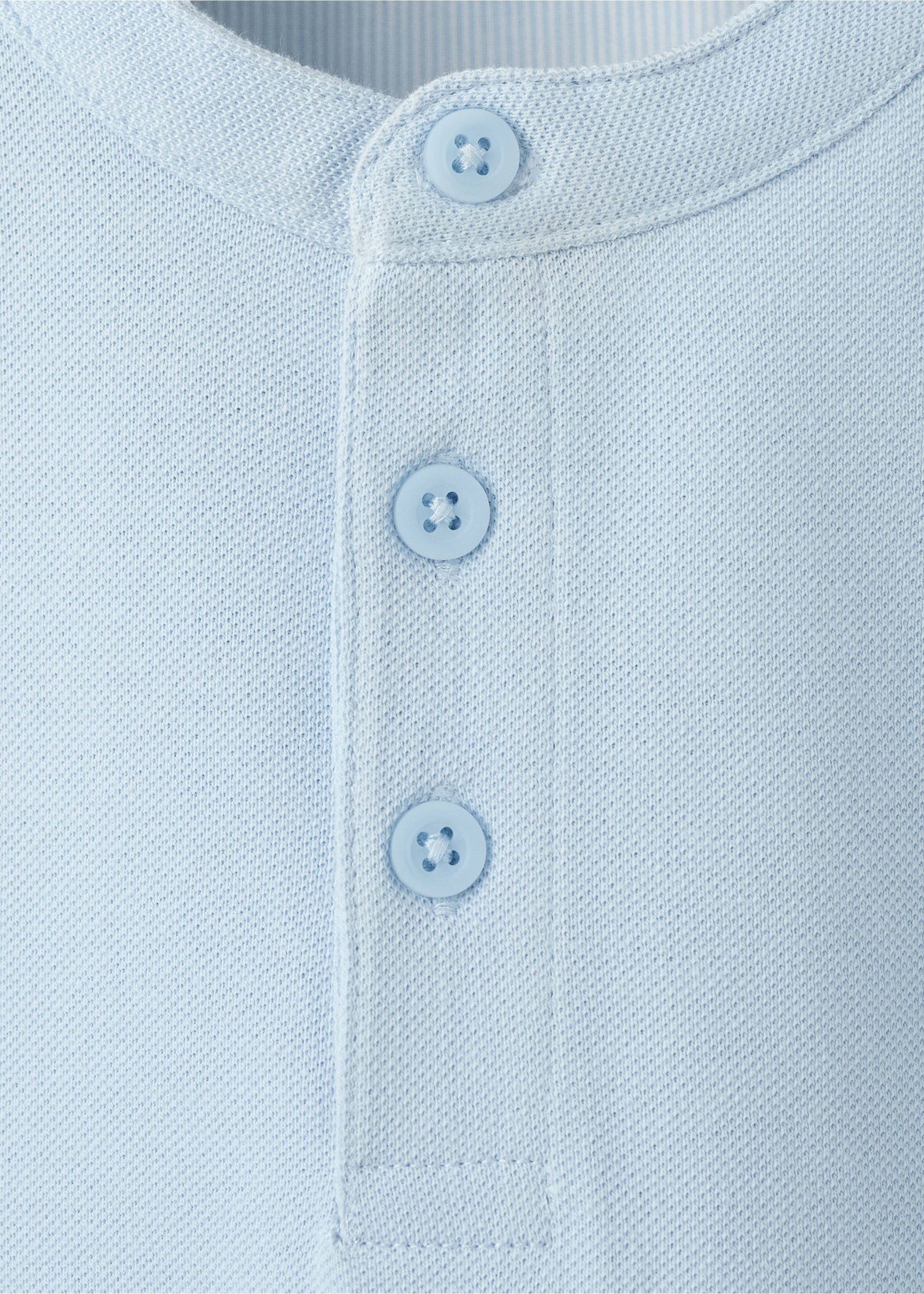 Mao collar polo shirt - Details of the article 8, Sky Blue. Ref: 27085928-00.