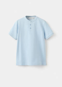 Button-down collar polo — Sky Blue 1
