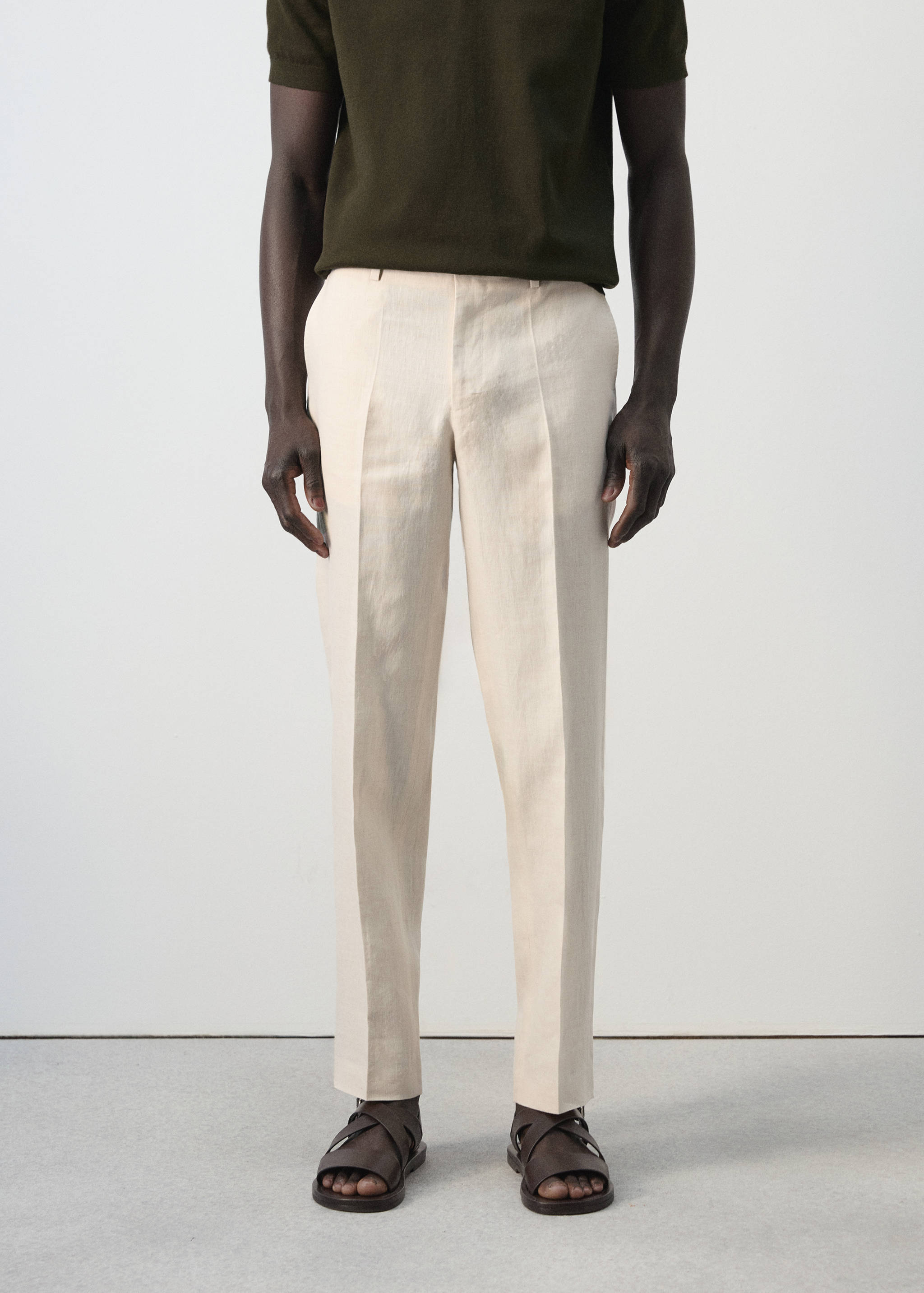 Pantalon costume Amalfi 100 % lin slim-fit - Plan moyen