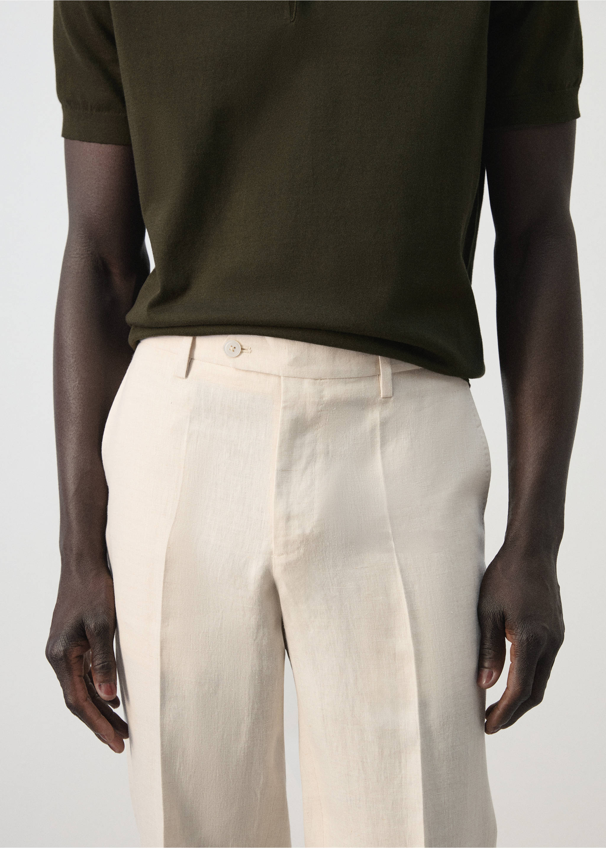 Pantalon costume Amalfi 100 % lin slim-fit - Détail de l'article 1, Écru. Ref: 27085929-00.