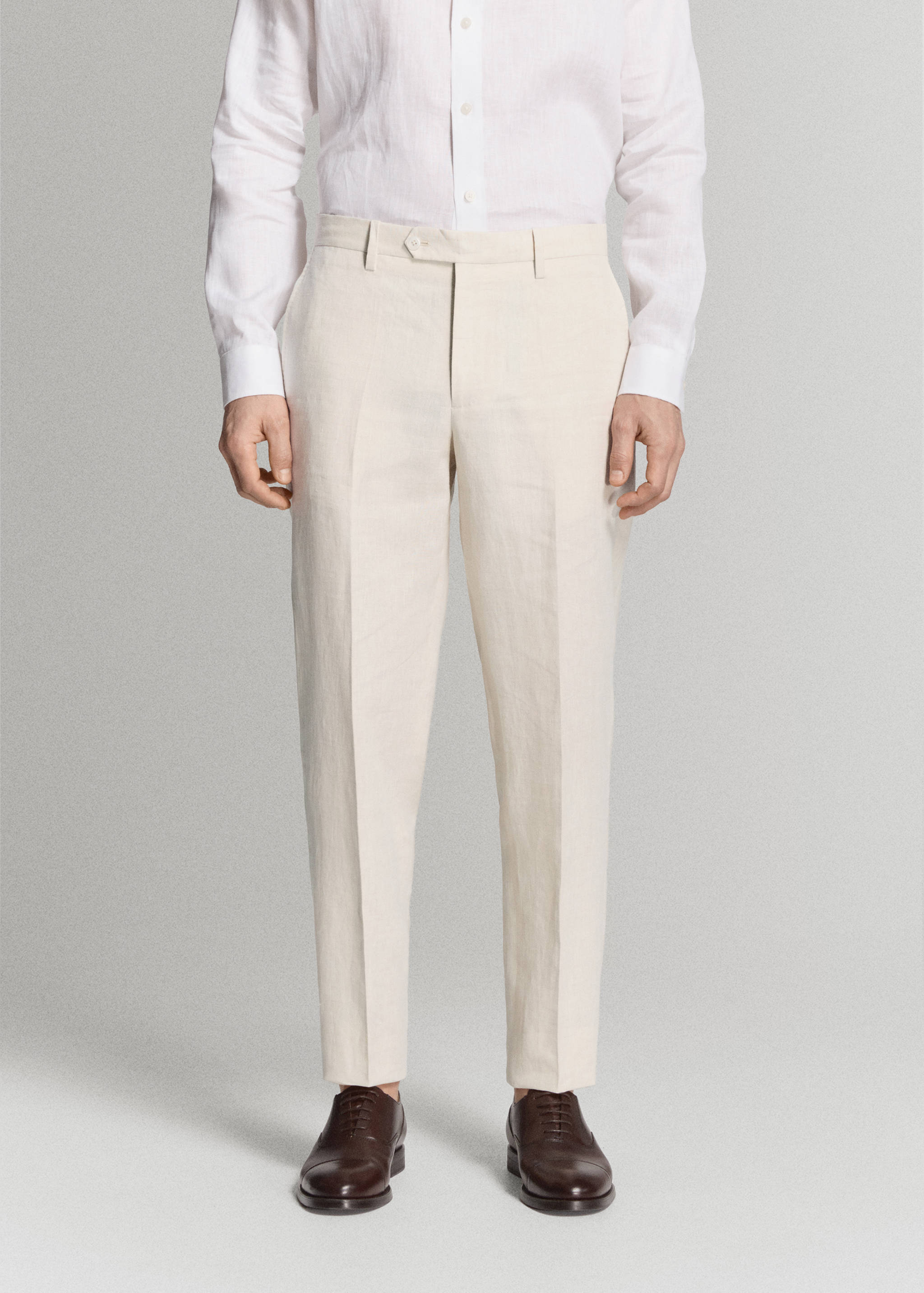 Pantalón traje Amalfi 100% lino slim fit - Plano medio