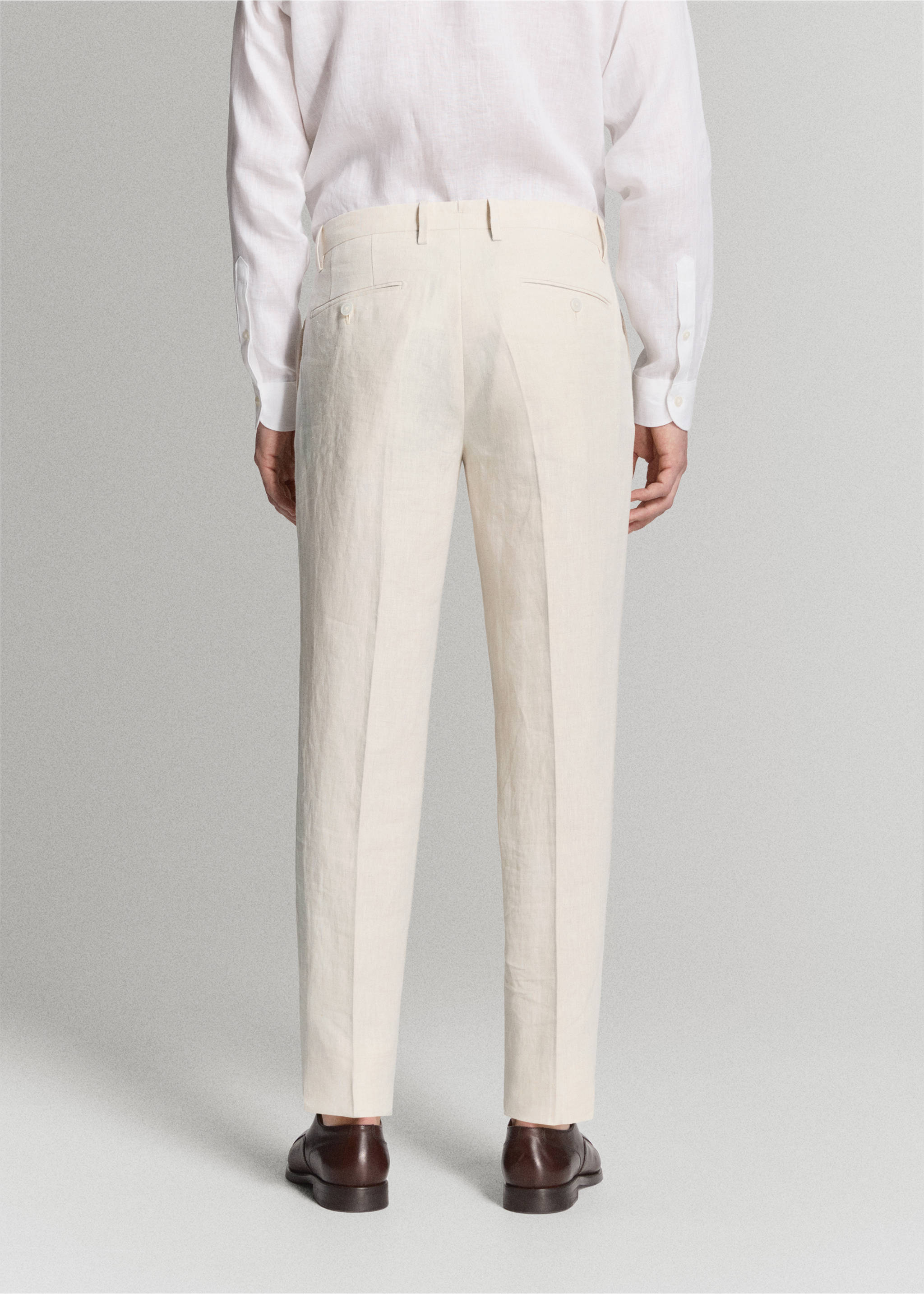 Pantalón traje Amalfi 100% lino slim fit - Reverso del artículo, Crudo. Ref: 27015949-01.