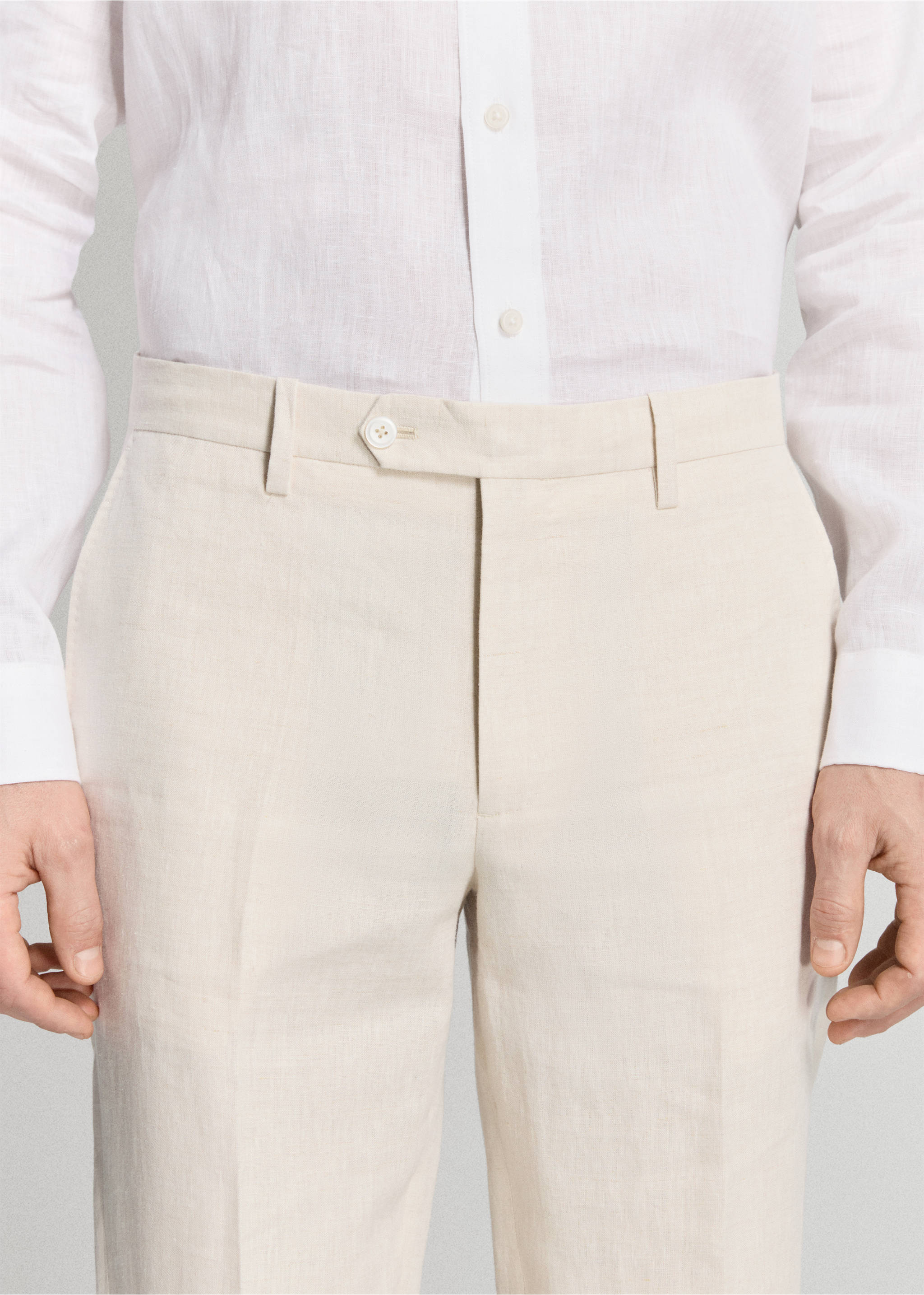 Pantalón traje Amalfi 100% lino slim fit - Detalle del artículo 1, Crudo. Ref: 27015949-01.