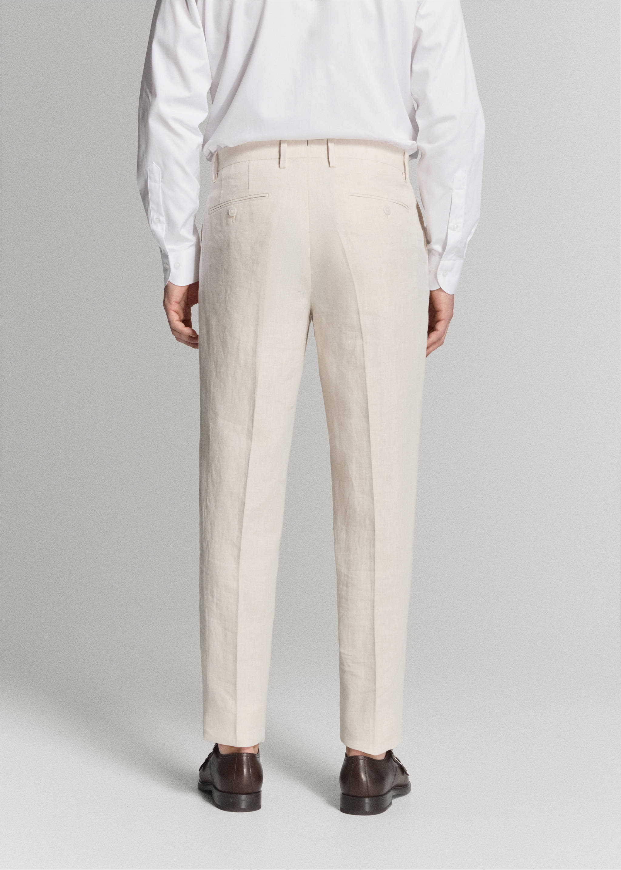 Amalfi 100% linen slim-fit suit trousers - Reverse of the article, Ecru. Ref: 27085929-02.
