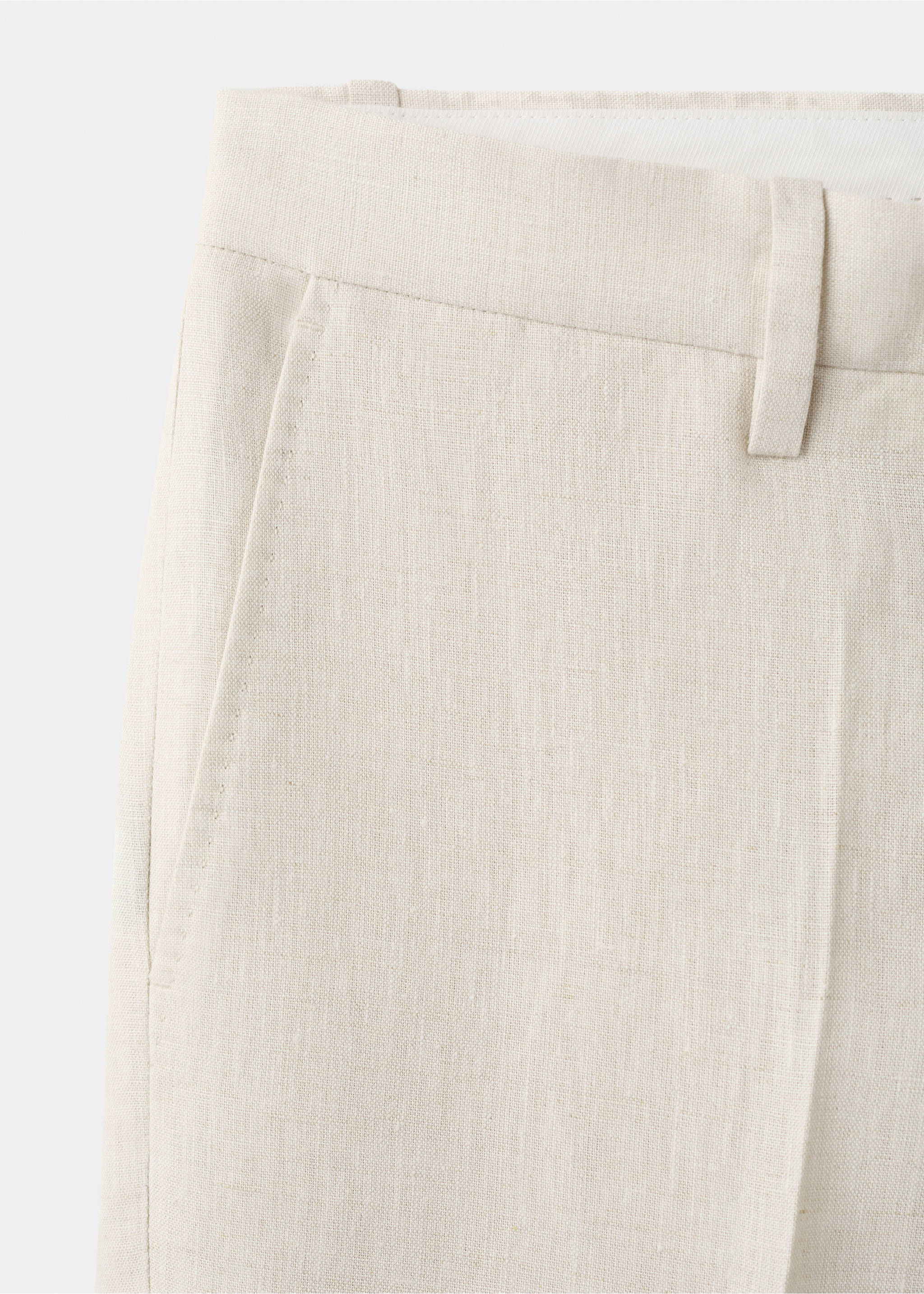 Amalfi 100% linen slim-fit suit trousers - Details of the article 8, Ecru. Ref: 27085929-02.