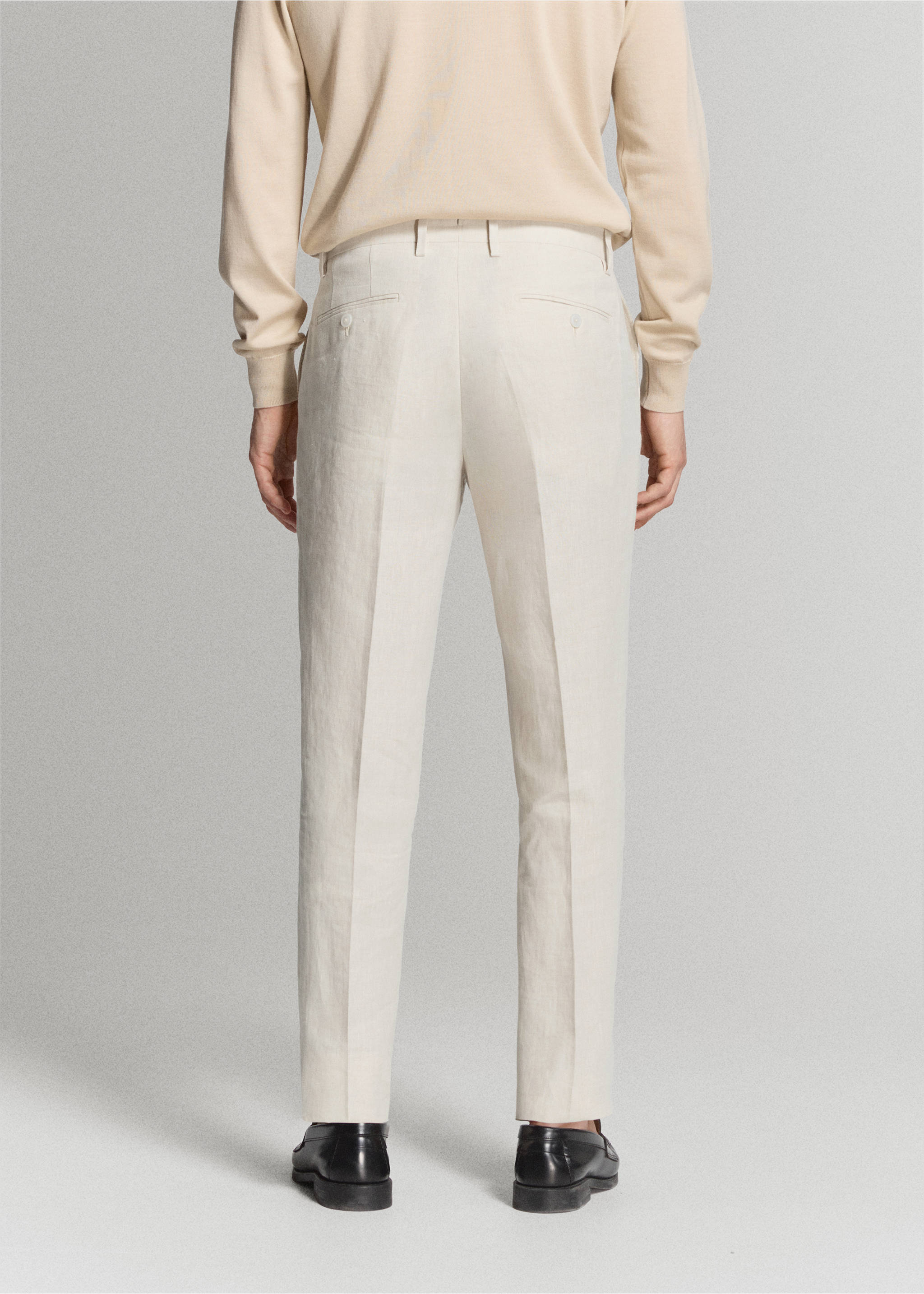 Костюмные брюки Amalfi slim fit 100% лен - Обратная сторона изделия, Экрю. Ref: 27085929-04.
