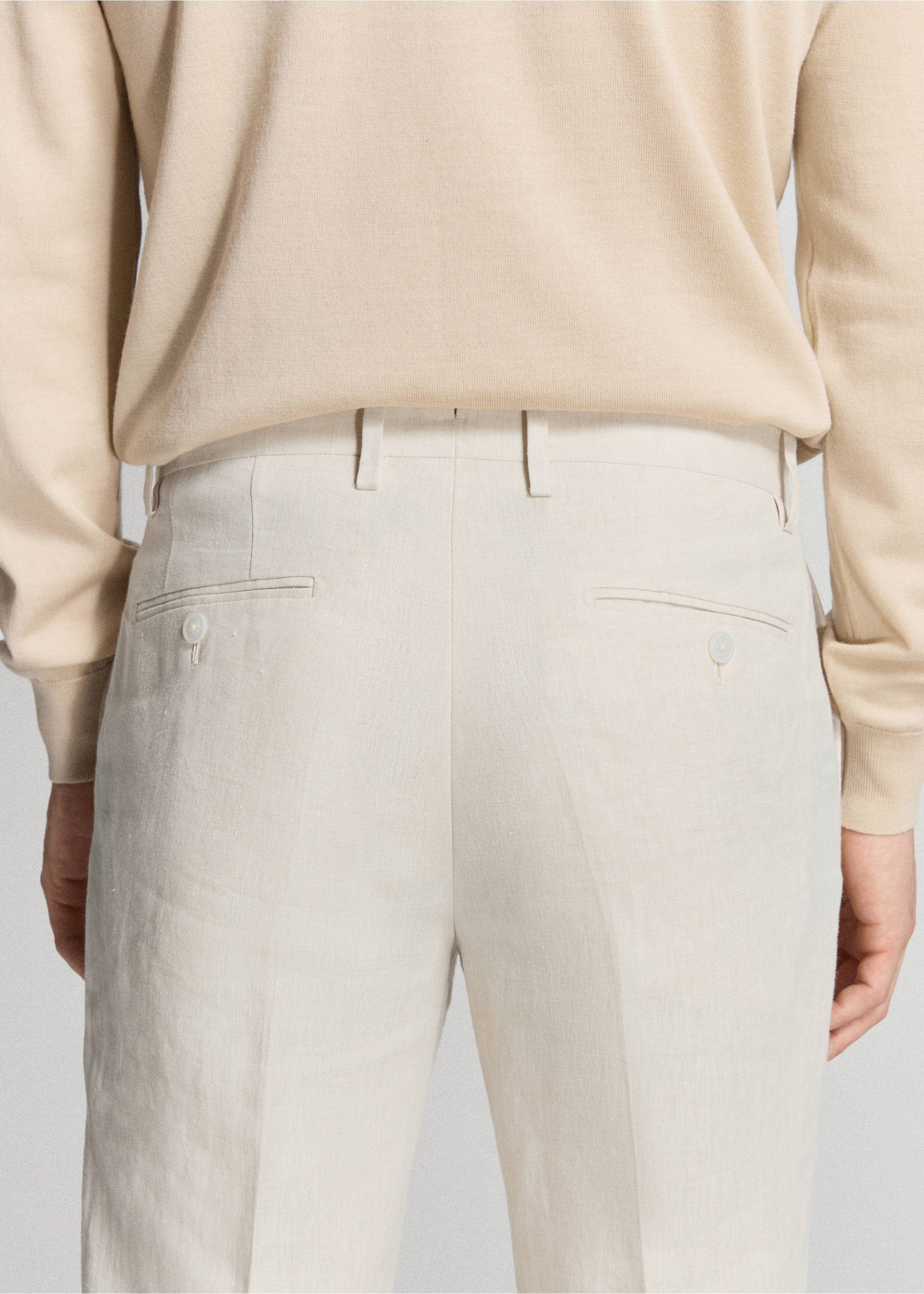 Костюмные брюки Amalfi slim fit 100% лен - Деталь изделия 3, Экрю. Ref: 27085929-04.
