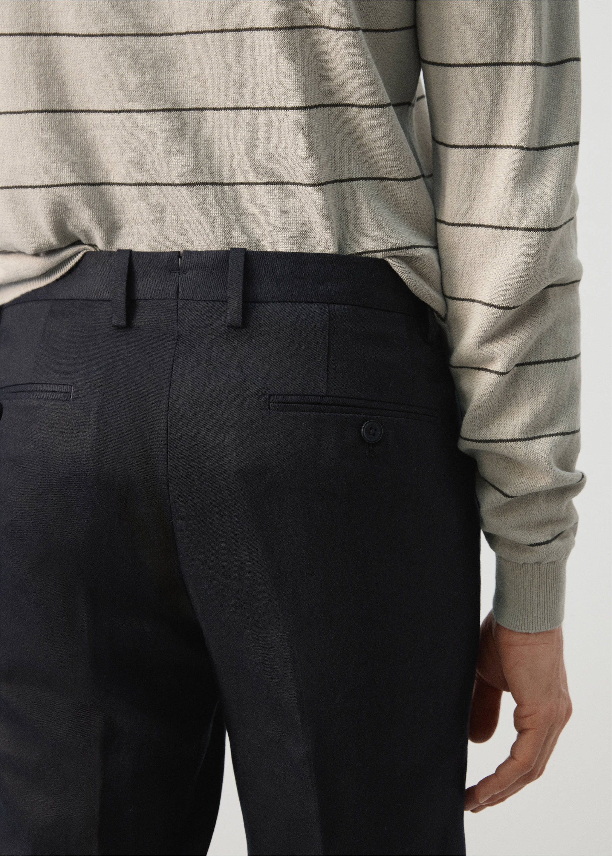 Pantalon de costume Amalfi slim fit - Détail de l'article 6, Bleu marine. Ref: 27085930-00.