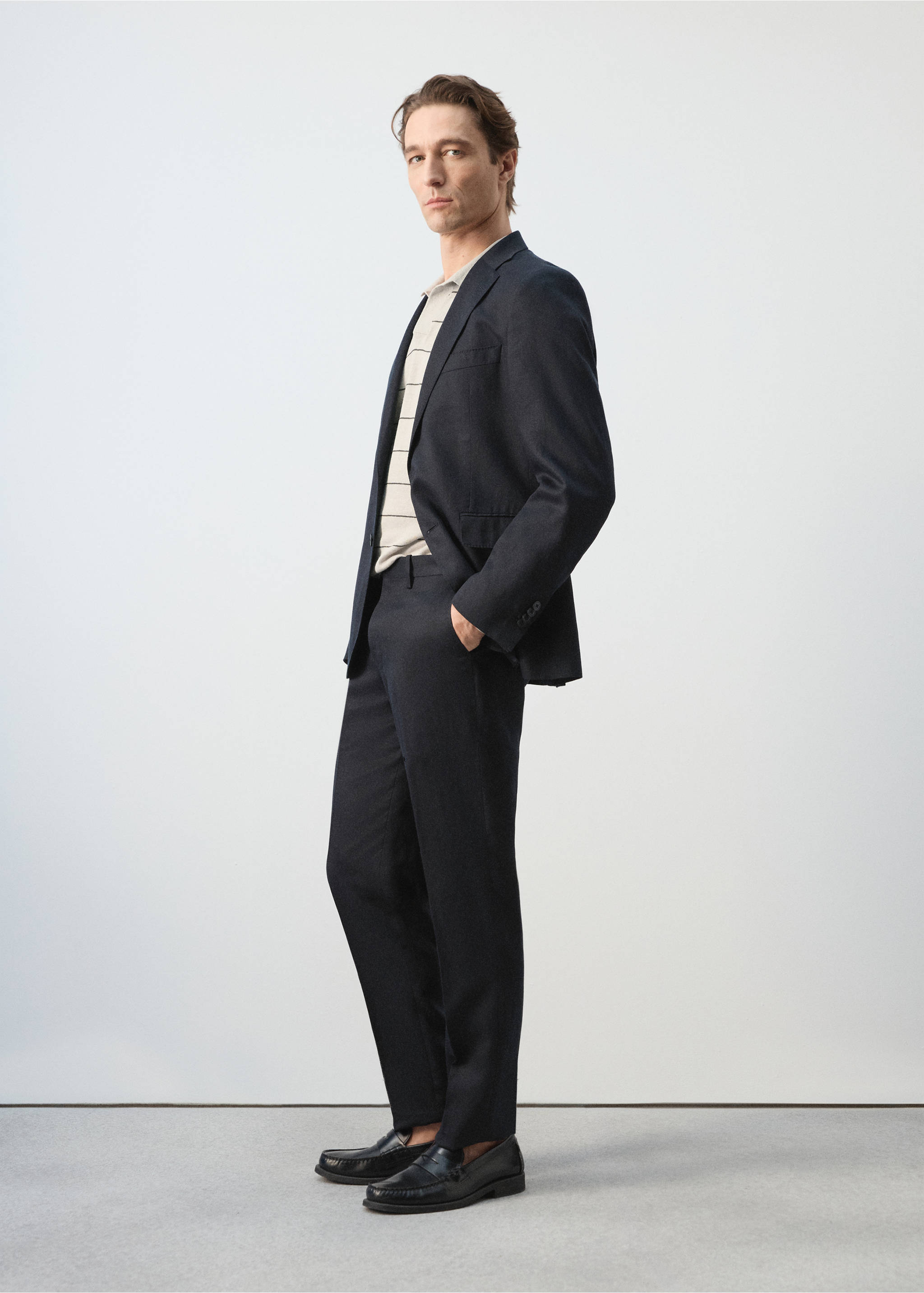 Pantalon de costume Amalfi slim fit - Détail de l'article 2, Bleu marine. Ref: 27085930-00.