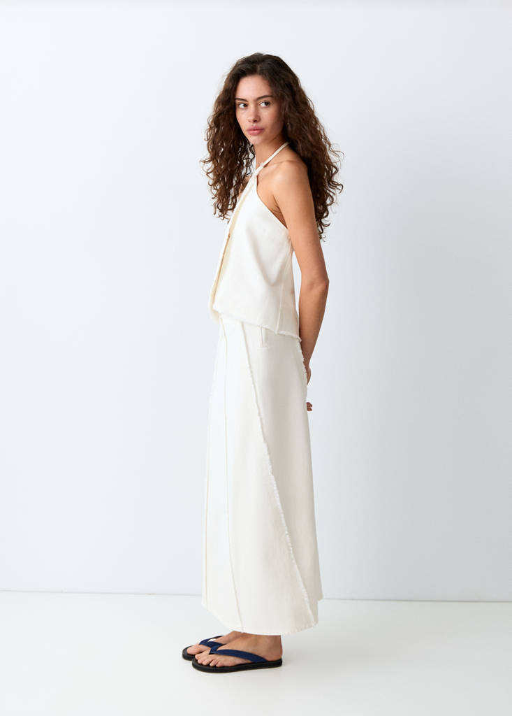 Long skirt with distressed details — Off White