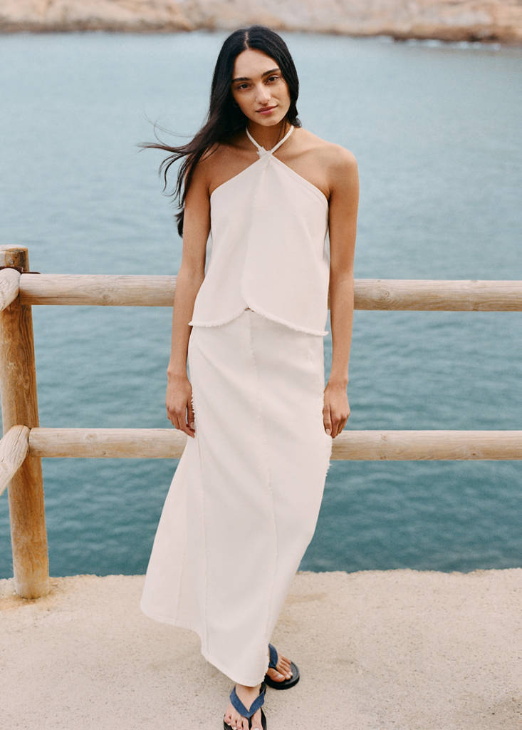 Long skirt with distressed details — Off White