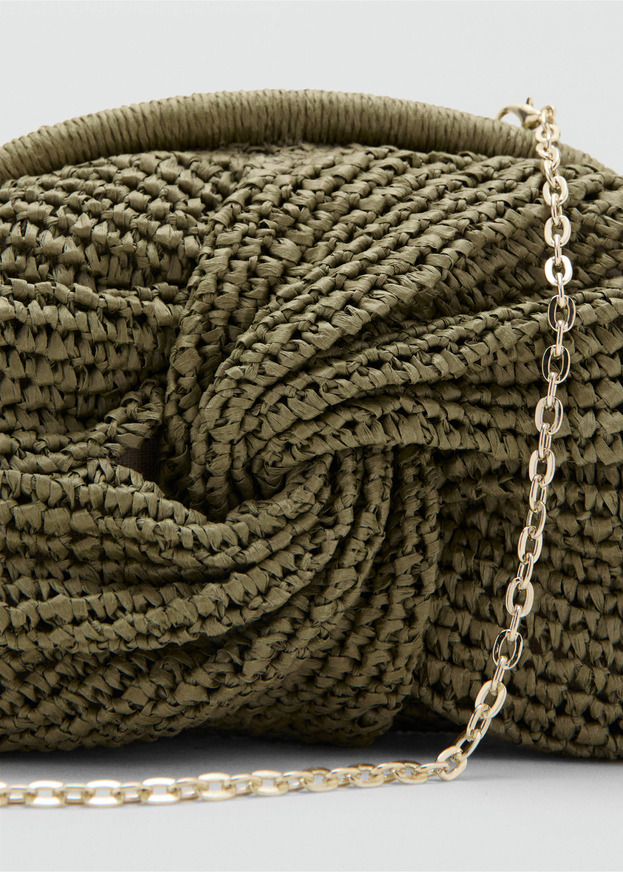 Natural fibre handbag - Details of the article 1, Khaki. Ref: 27085933-00.