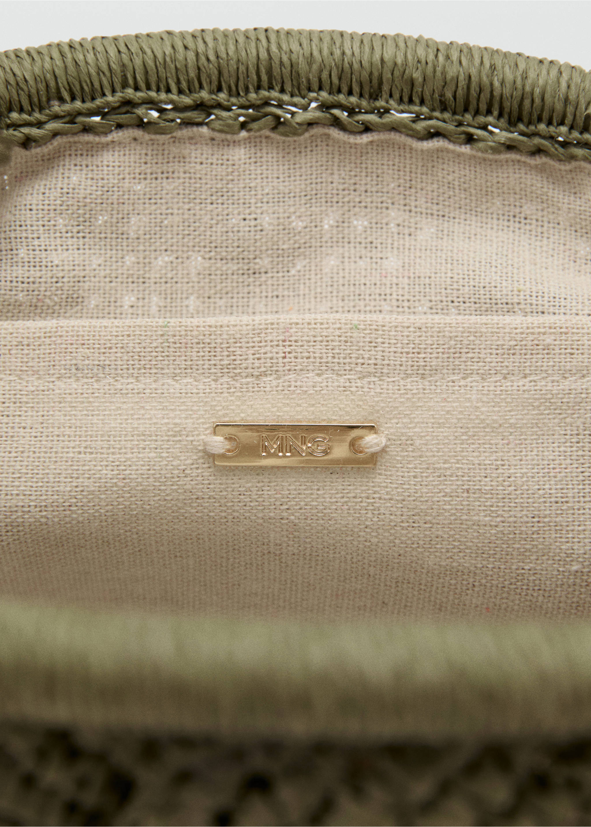 Natural fibre handbag - Details of the article 2, Khaki. Ref: 27085933-00.