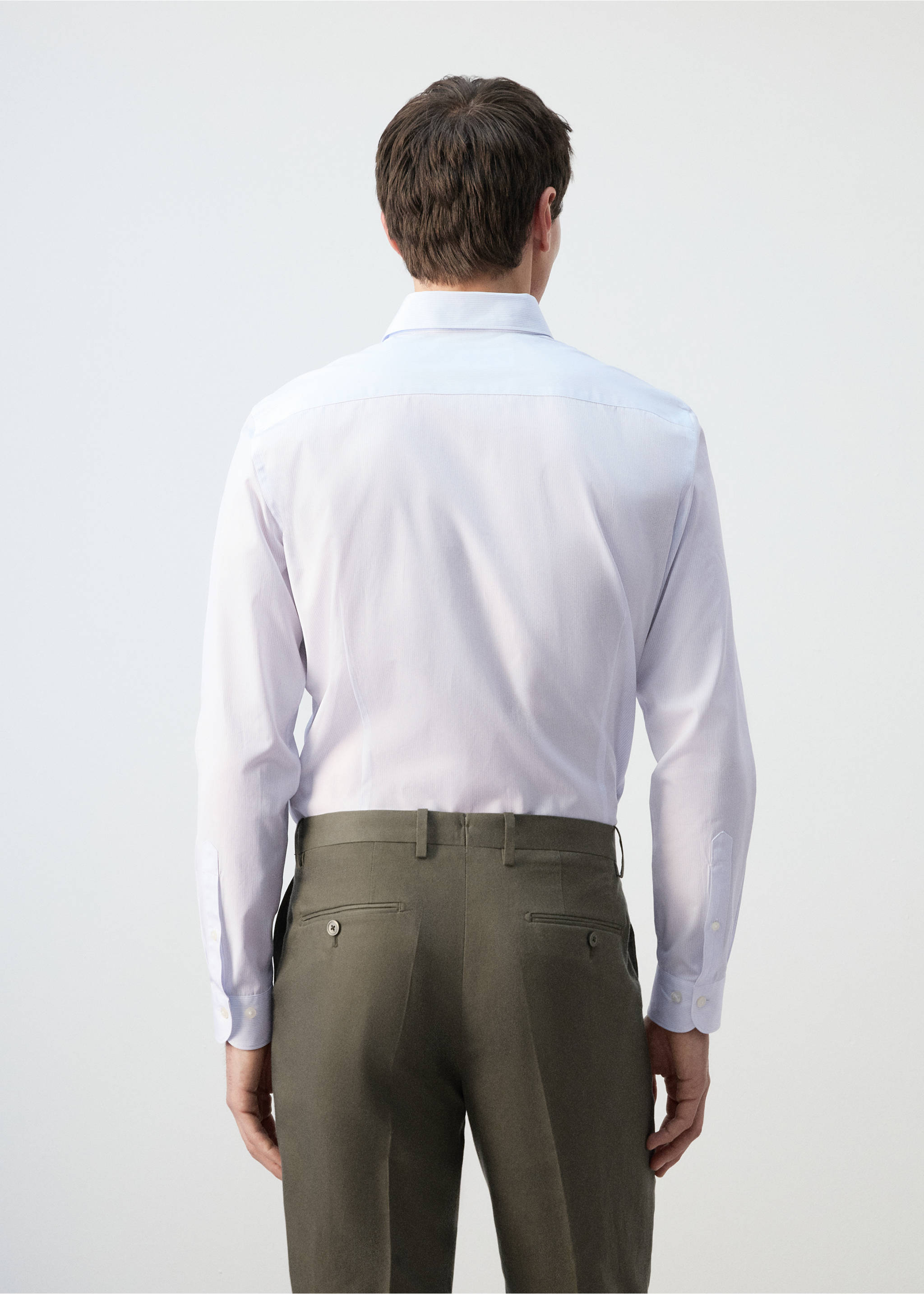 Chemise 100 % coton rayures slim-fit - Verso de l’article, Blanc. Ref: 27085935-00.