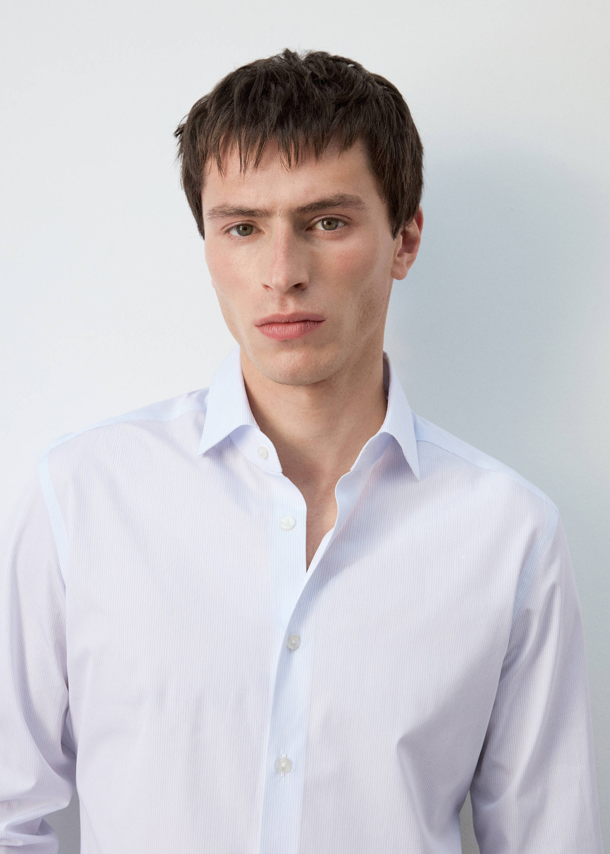 Рубашка slim fit 100% хлопок в полоску - Деталь изделия 1