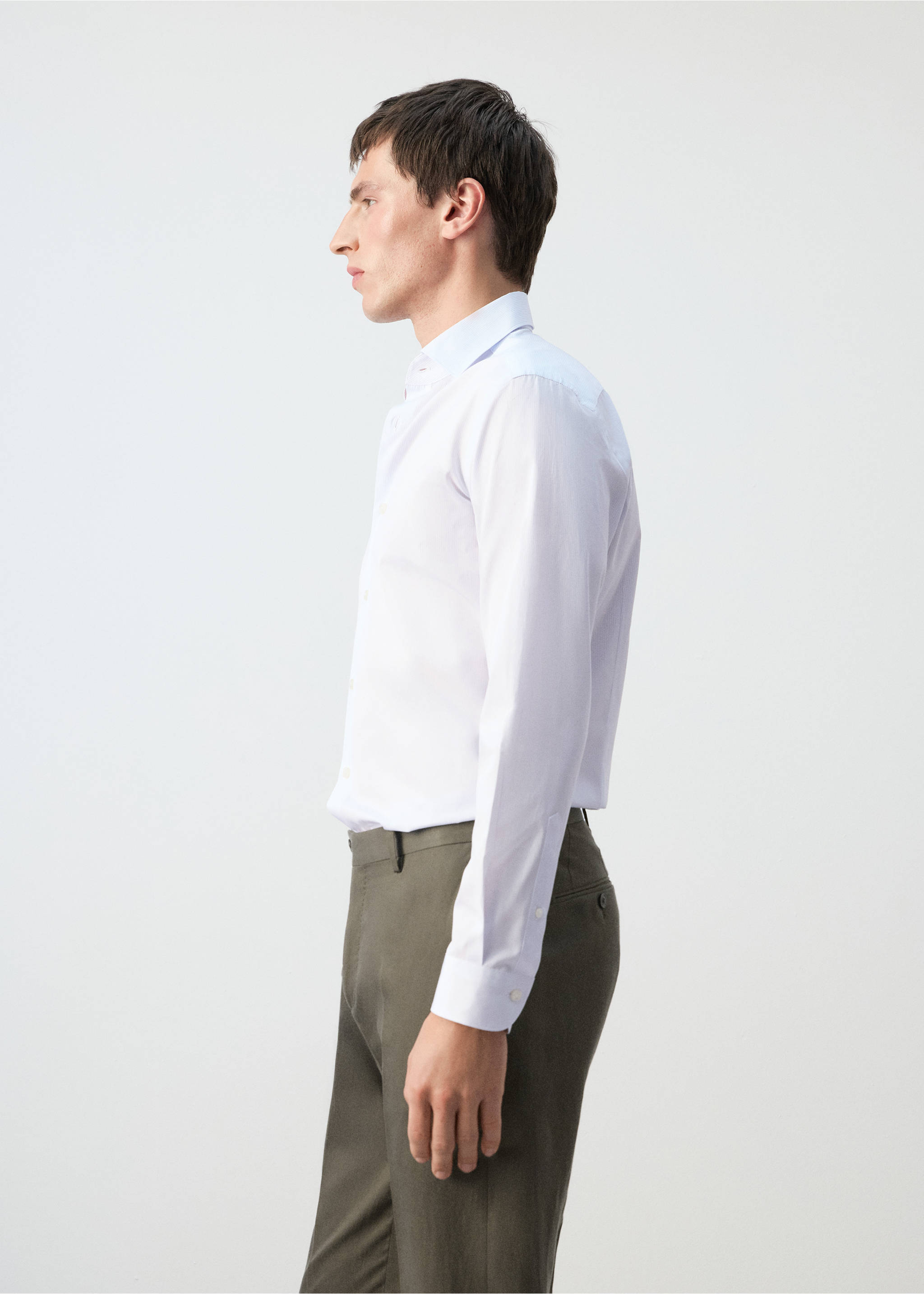 Chemise 100 % coton rayures slim-fit - Détail de l'article 2, Blanc. Ref: 27085935-00.