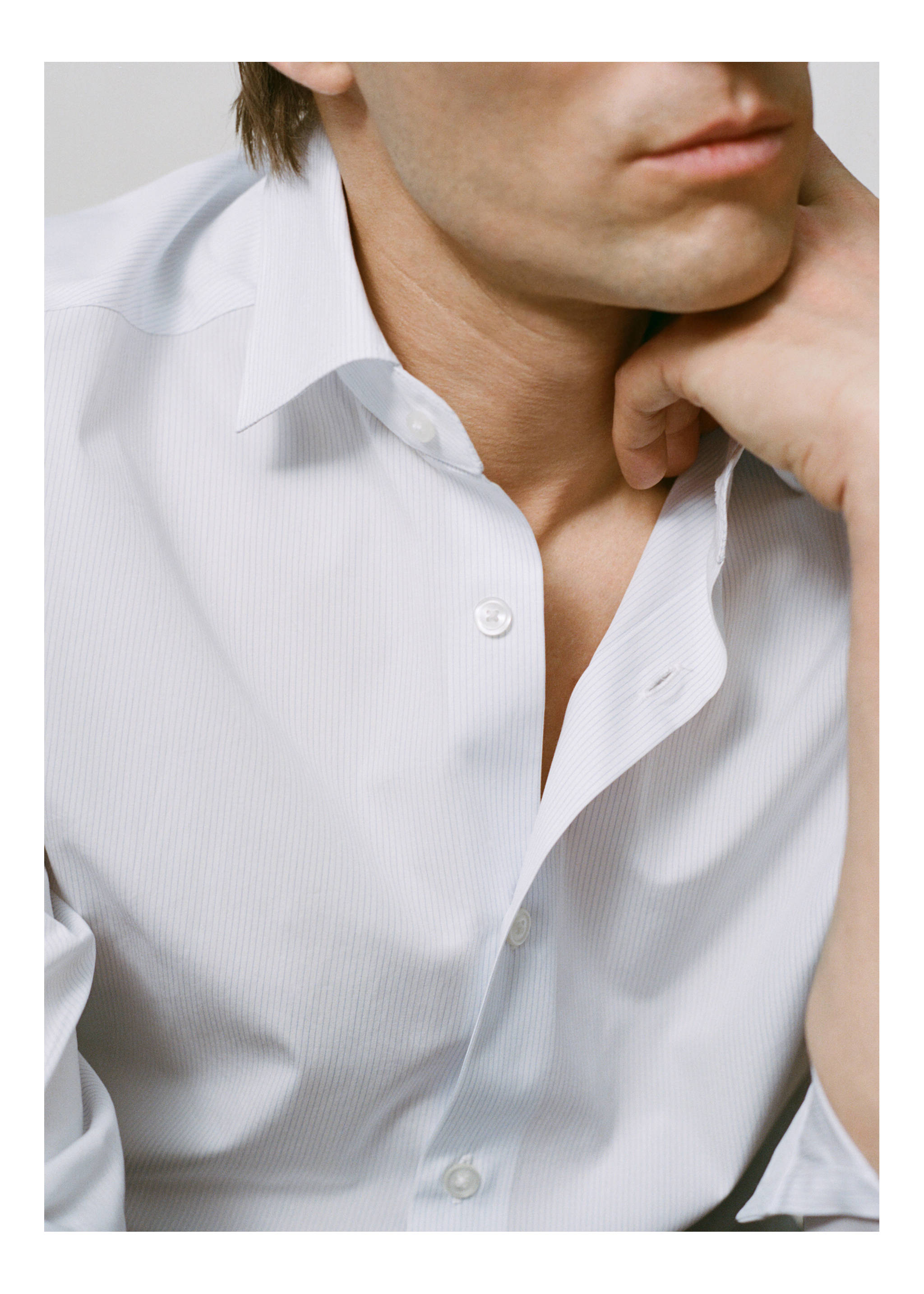 Camisa  100% algodón rayas slim fit - Detalle del artículo 5, Blanco. Ref: 27085935-00.