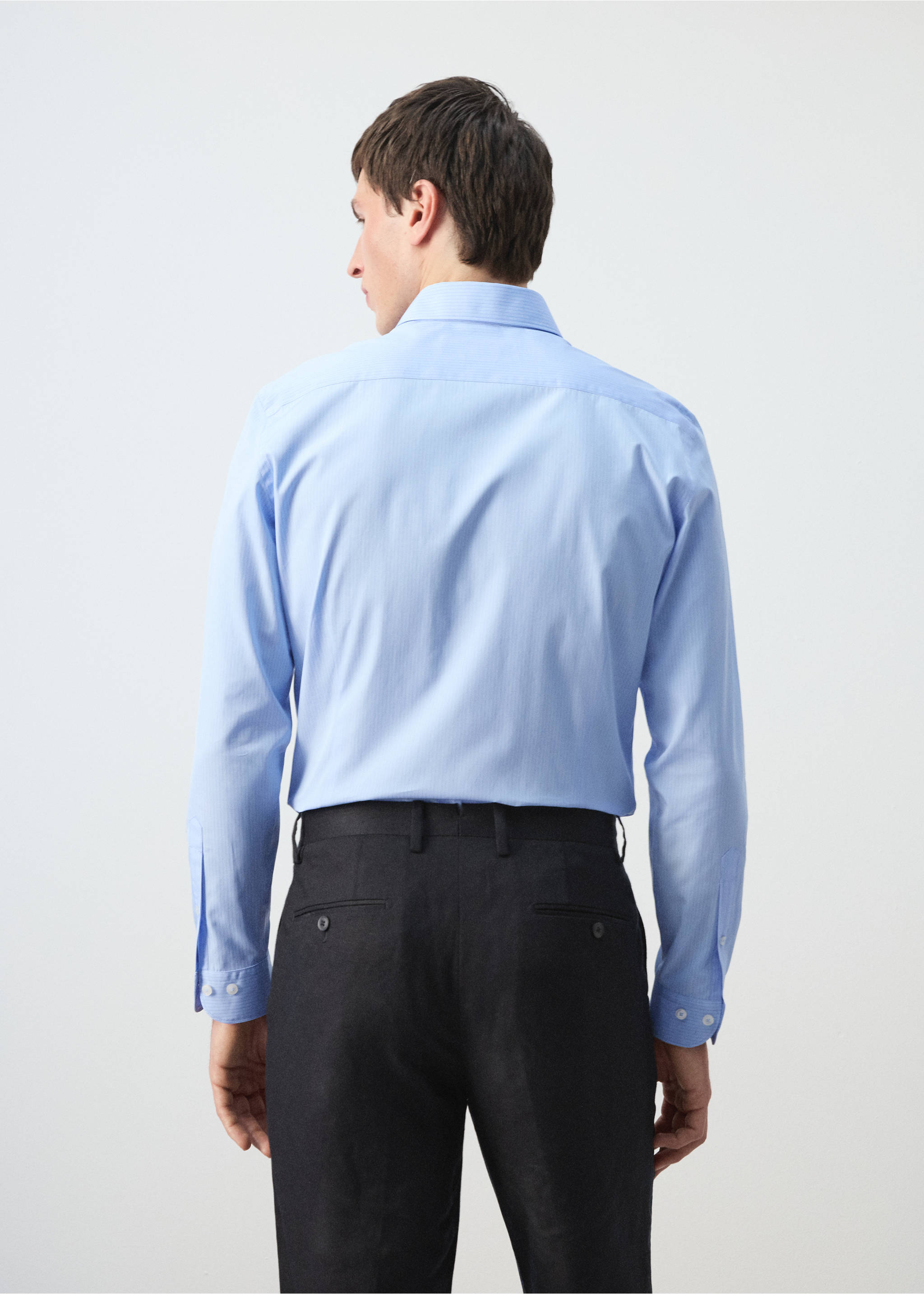 Chemise 100 % coton rayures slim-fit - Verso de l’article, Bleu ciel. Ref: 27085935-00.